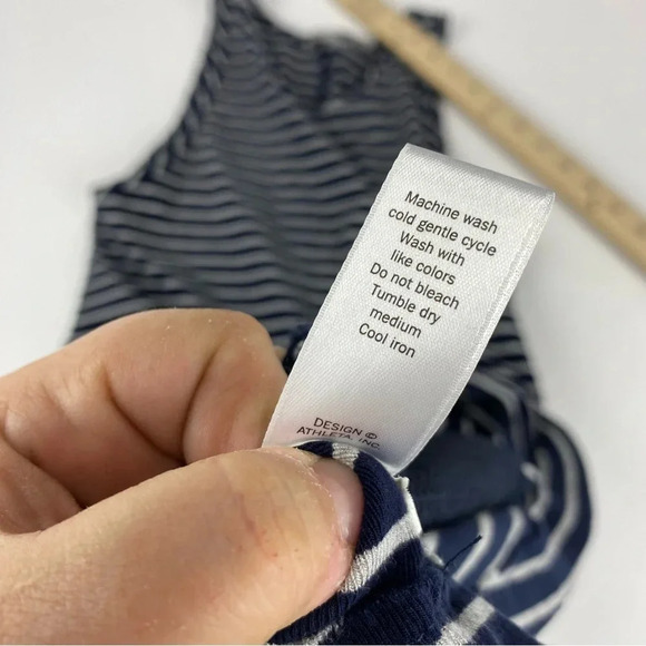 Athleta Womens Small Navy Gray Striped Racerback Super Swing Tank Dress Pockets - Picture 8 of 8